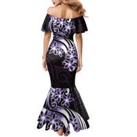 Plumeria Tribal Tattoo Family Matching Mermaid Dress and Hawaiian Shirt Purple Polynesian Pattern