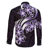 Plumeria Tribal Tattoo Family Matching Tank Maxi Dress and Hawaiian Shirt Purple Polynesian Pattern