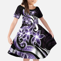 Plumeria Tribal Tattoo Kid Short Sleeve Dress Purple Polynesian Pattern LT9 KID Purple - Polynesian Pride