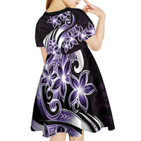 Plumeria Tribal Tattoo Kid Short Sleeve Dress Purple Polynesian Pattern LT9 - Polynesian Pride