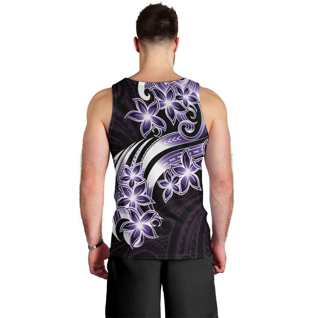 Plumeria Tribal Tattoo Men Tank Top Purple Polynesian Pattern