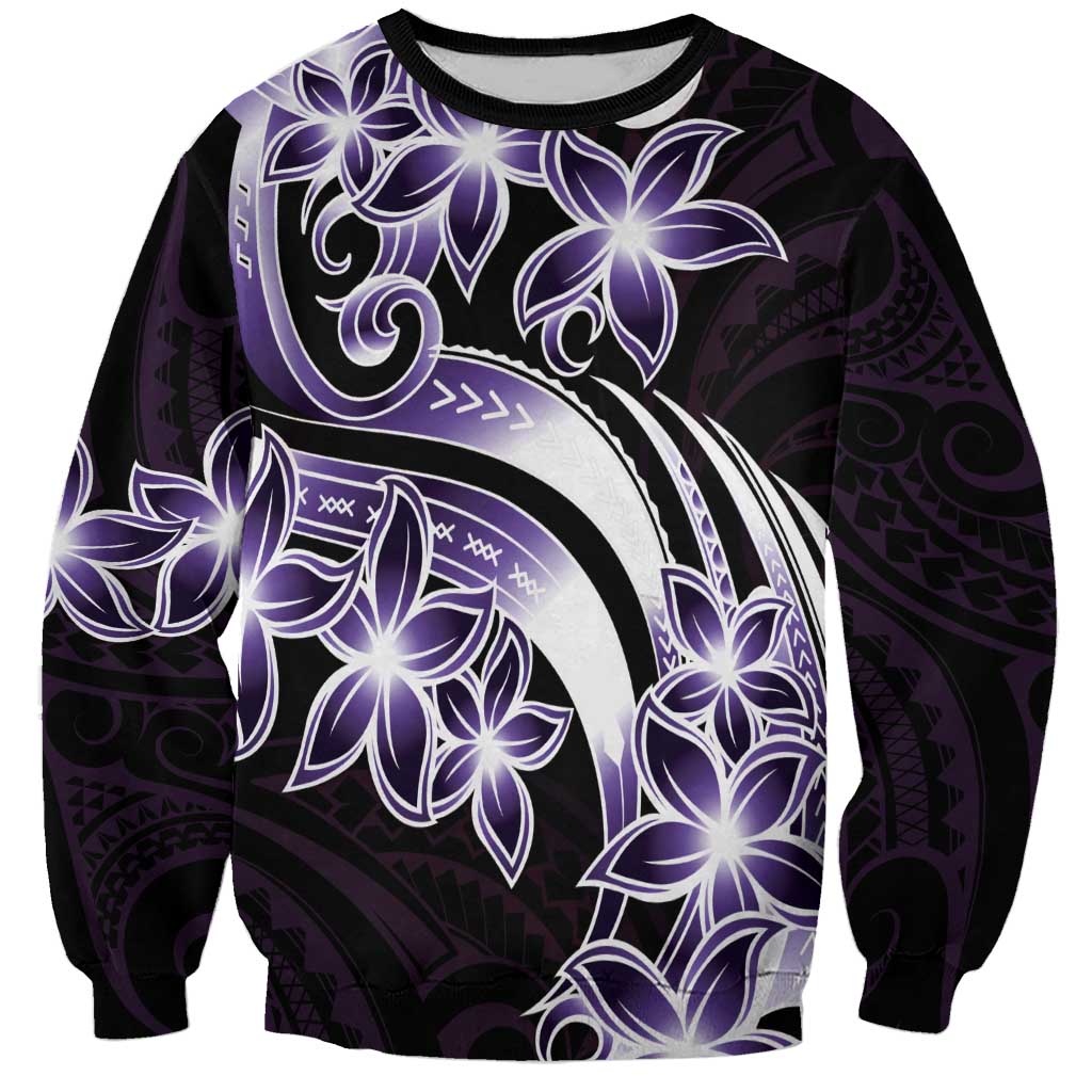 Plumeria Tribal Tattoo Sweatshirt Purple Polynesian Pattern LT9 Unisex Purple - Polynesian Pride