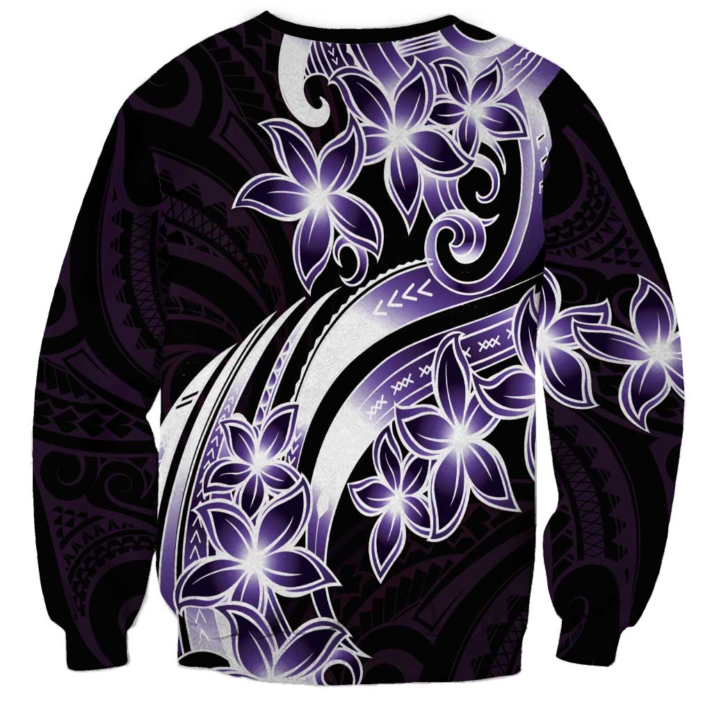 Plumeria Tribal Tattoo Sweatshirt Purple Polynesian Pattern