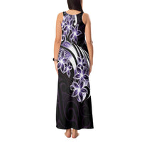 Plumeria Tribal Tattoo Tank Maxi Dress Purple Polynesian Pattern