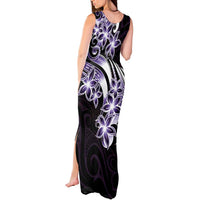 Plumeria Tribal Tattoo Tank Maxi Dress Purple Polynesian Pattern
