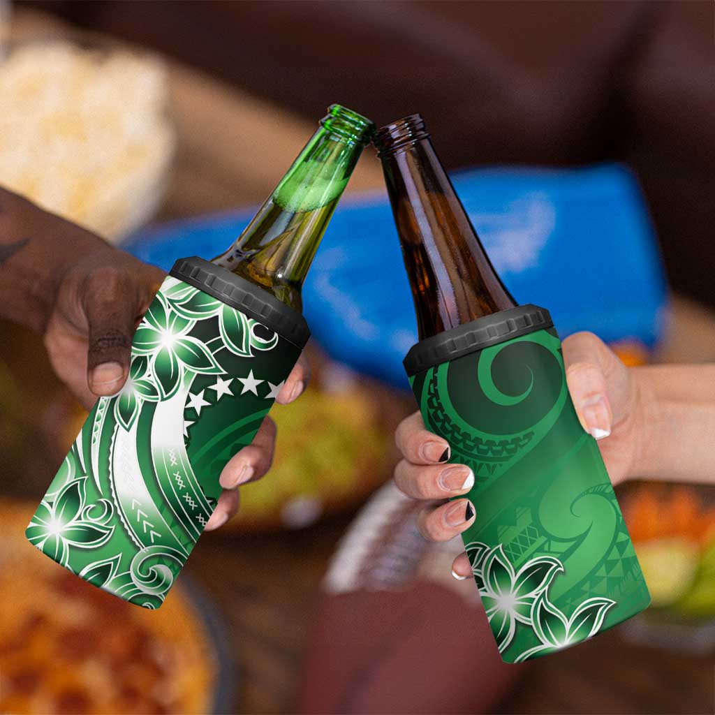 Cook Islands Tattoo 4 in 1 Can Cooler Tumbler Plumeria Polynesian Pattern