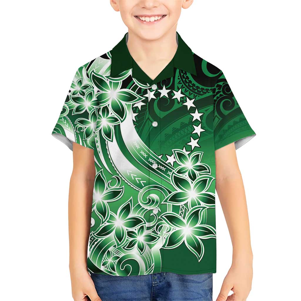 Cook Islands Tattoo Kid Hawaiian Shirt Plumeria Polynesian Pattern
