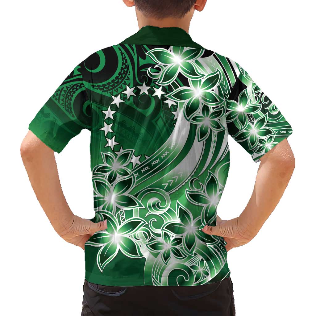 Cook Islands Tattoo Kid Hawaiian Shirt Plumeria Polynesian Pattern