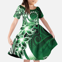 Cook Islands Tattoo Kid Short Sleeve Dress Plumeria Polynesian Pattern