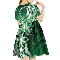 Cook Islands Tattoo Kid Short Sleeve Dress Plumeria Polynesian Pattern