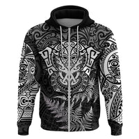 Personalised New Zealand Rugby Hoodie Silver Fern All Black Mix Ta Moko White Style LT9 - Polynesian Pride