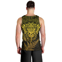 New Zealand Rugby Men Tank Top Silver Fern All Black Mix Ta Moko Gold Style LT9 - Polynesian Pride