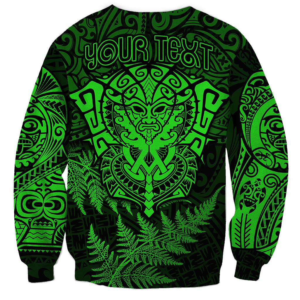 New Zealand Rugby Sweatshirt Silver Fern All Black Mix Ta Moko Green Style LT9 - Polynesian Pride