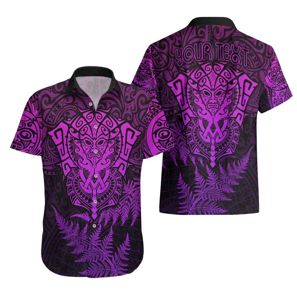 Personalised New Zealand Rugby Hawaiian Shirt Silver Fern All Black Mix Ta Moko Purple Style LT9 - Polynesian Pride