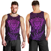 Personalised New Zealand Rugby Men Tank Top Silver Fern All Black Mix Ta Moko Purple Style LT9 - Polynesian Pride