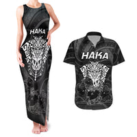 Personalised New Zealand Rugby Couples Matching Tank Maxi Dress and Hawaiian Shirt Aotearoa Ka Mate Haka All Black Mix Ta Moko White Style LT9 White - Polynesian Pride