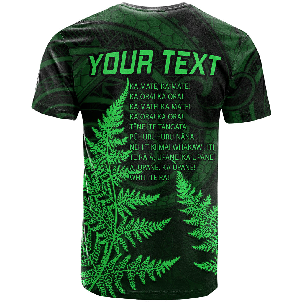 Personalised New Zealand Rugby T Shirt Aotearoa Ka Mate Haka All Black Mix Ta Moko Green Style LT9 - Polynesian Pride