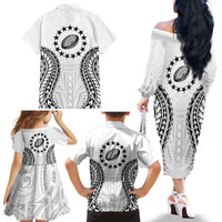 World Rugby Cook Islands Family Matching Off The Shoulder Long Sleeve Dress and Hawaiian Shirt Kukis Make History - Polynesian Pride