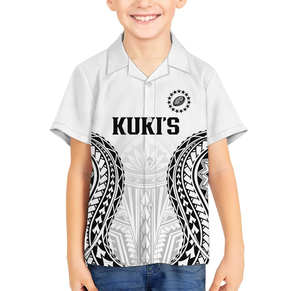 World Rugby Cook Islands Family Matching Off The Shoulder Long Sleeve Dress and Hawaiian Shirt Kukis Make History - Polynesian Pride