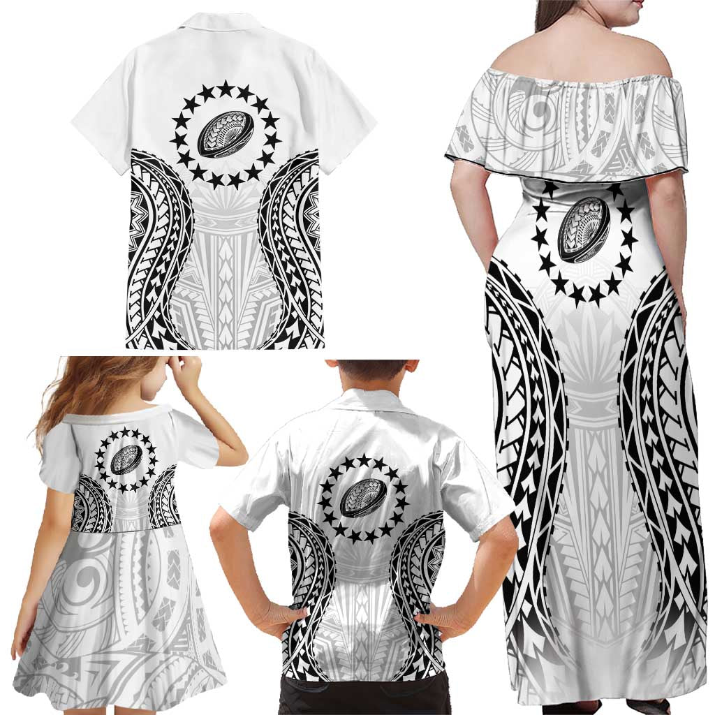 World Rugby Cook Islands Family Matching Off Shoulder Maxi Dress and Hawaiian Shirt Kukis Make History - Polynesian Pride