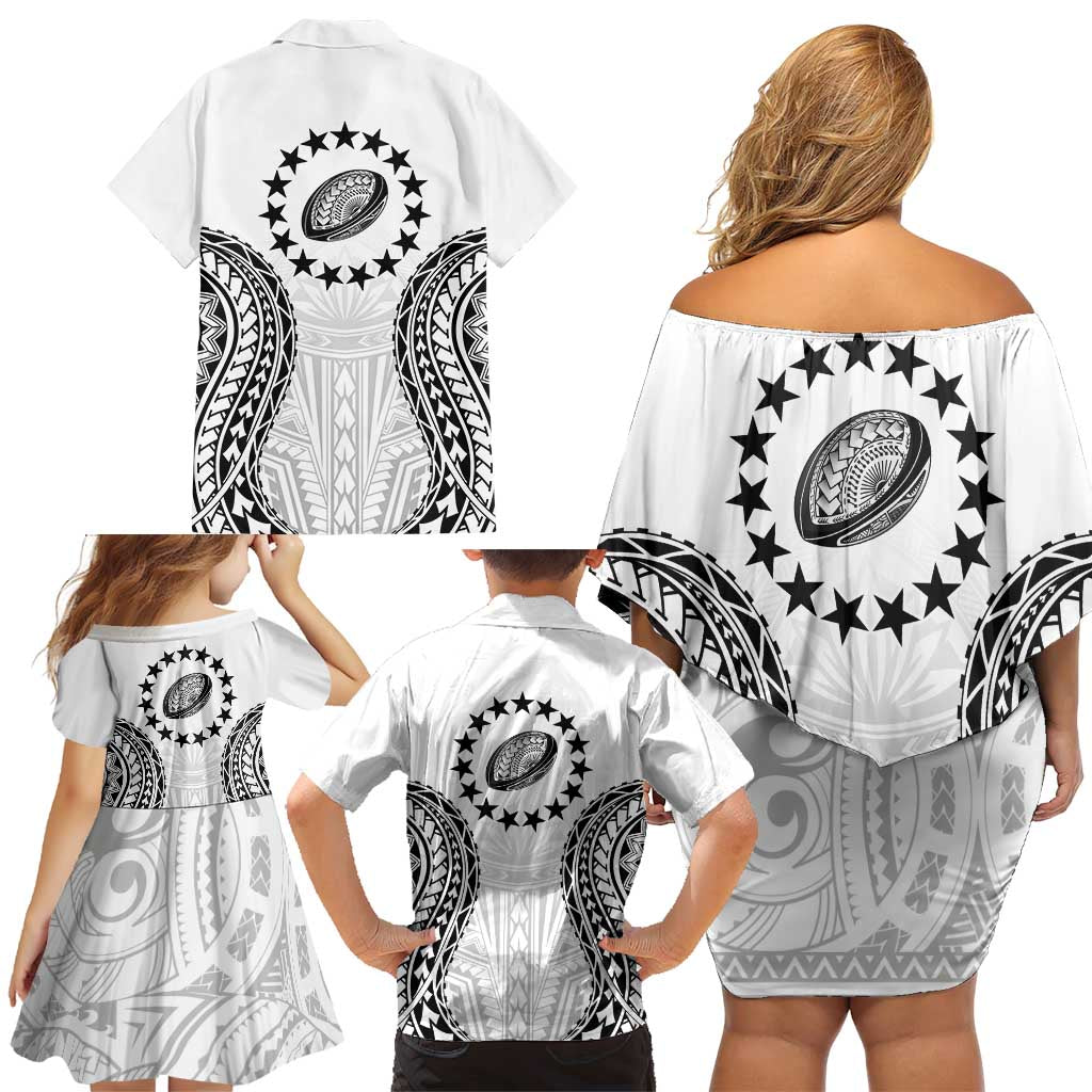 World Rugby Cook Islands Family Matching Off Shoulder Short Dress and Hawaiian Shirt Kukis Make History - Polynesian Pride