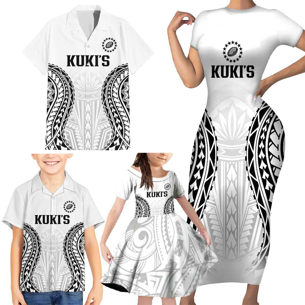 World Rugby Cook Islands Family Matching Short Sleeve Bodycon Dress and Hawaiian Shirt Kukis Make History - Polynesian Pride