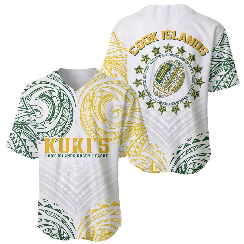 World Rugby Cook Islands Baseball Jersey White Polynesian Tribal Pattern - Polynesian Pride