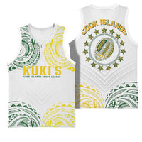 World Rugby Cook Islands Basketball Jersey White Polynesian Tribal Pattern - Polynesian Pride
