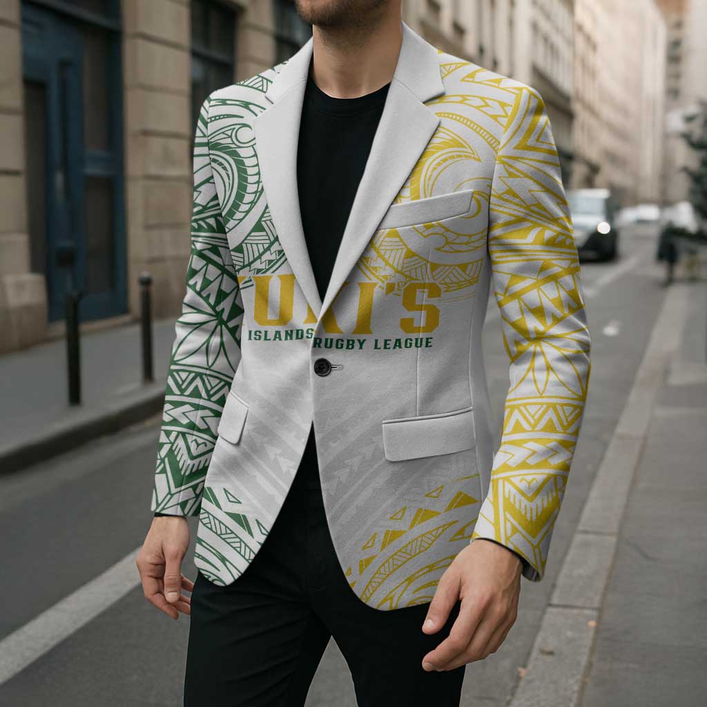 World Rugby Cook Islands Blazer White Polynesian Tribal Pattern - Polynesian Pride