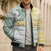 World Rugby Cook Islands Bomber Puffer Jacket White Polynesian Tribal Pattern - Polynesian Pride