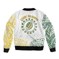 World Rugby Cook Islands Sleeve Zip Bomber Jacket White Polynesian Tribal Pattern - Polynesian Pride