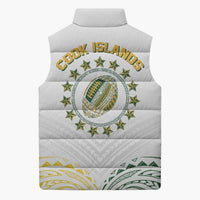 World Rugby Cook Islands Sleeveless Puffer Jacket White Polynesian Tribal Pattern - Polynesian Pride