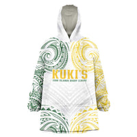World Rugby Cook Islands Wearable Blanket Hoodie White Polynesian Tribal Pattern - Polynesian Pride