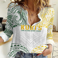 World Rugby Cook Islands Women Casual Shirt White Polynesian Tribal Pattern - Polynesian Pride