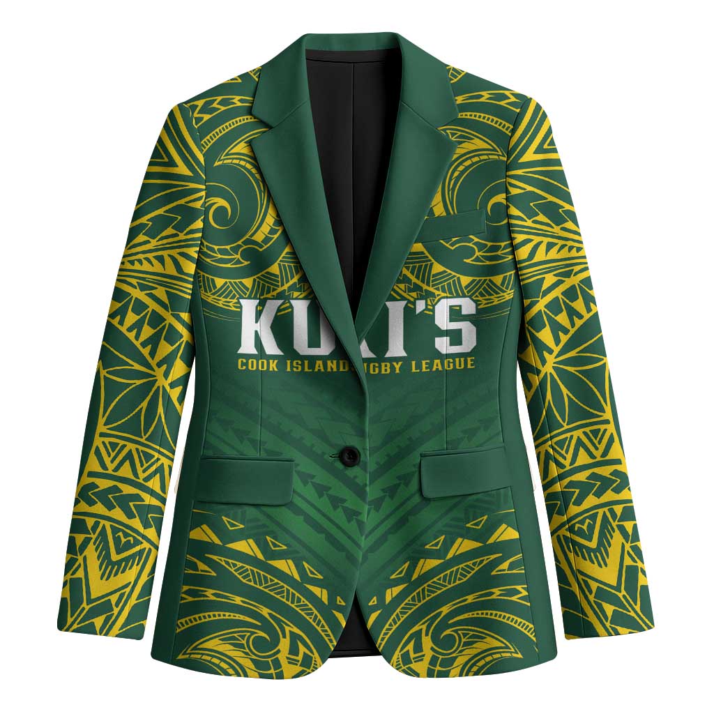 World Rugby Cook Islands Blazer Green Polynesian Tribal Pattern - Polynesian Pride