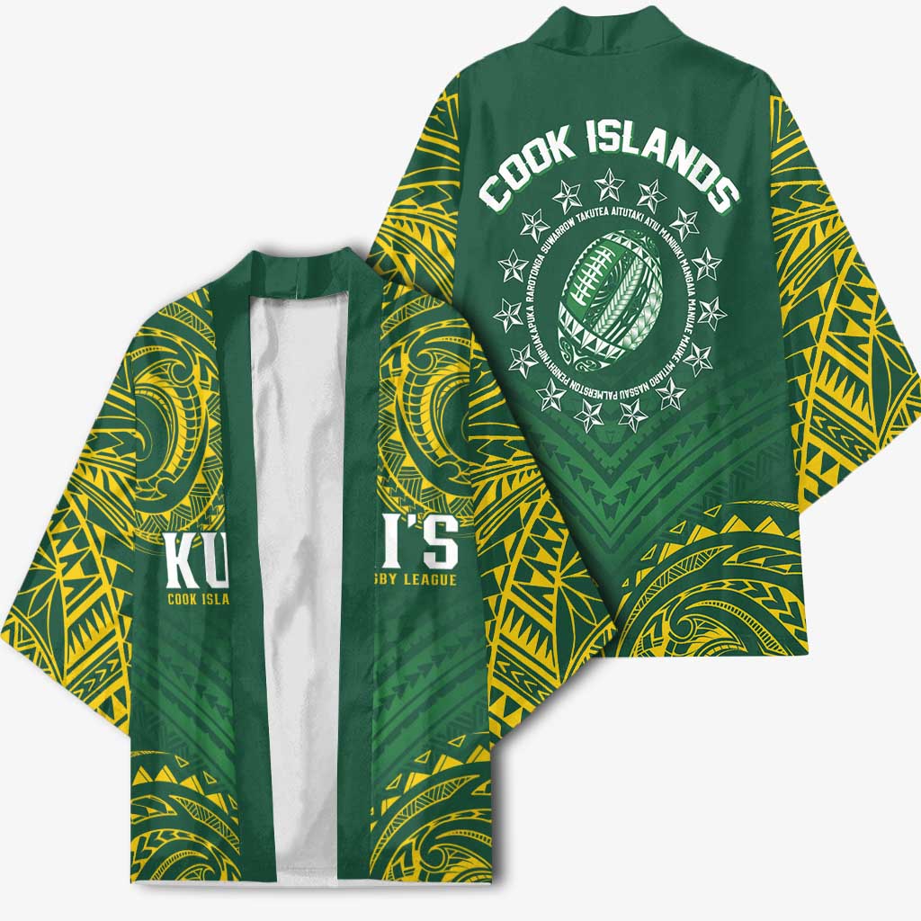 World Rugby Cook Islands Kimono Green Polynesian Tribal Pattern - Polynesian Pride