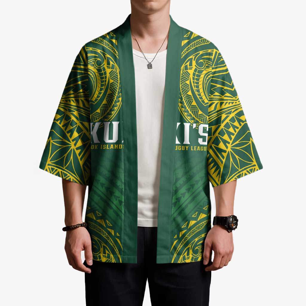 World Rugby Cook Islands Kimono Green Polynesian Tribal Pattern - Polynesian Pride