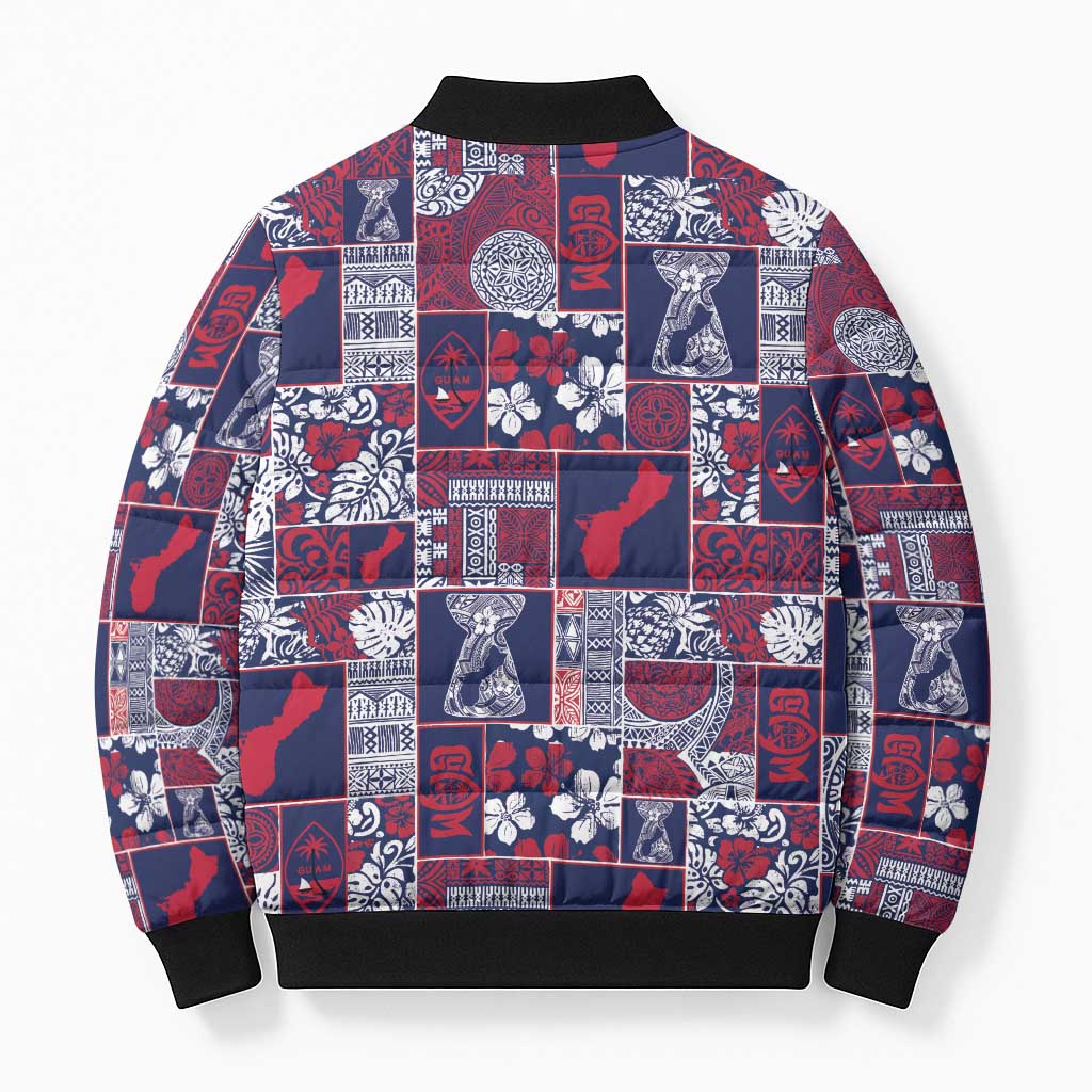 Guam Felis Pasgua Bomber Puffer Jacket Pacific Patchwork Xmas Vibes - Polynesian Pride