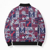 Guam Felis Pasgua Bomber Puffer Jacket Pacific Patchwork Xmas Vibes - Polynesian Pride