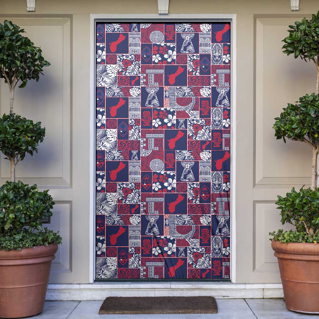 Guam Felis Pasgua Door Cover Pacific Patchwork Xmas Vibes - Polynesian Pride
