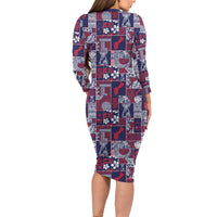 Guam Felis Pasgua Family Matching Long Sleeve Bodycon Dress and Hawaiian Shirt Pacific Patchwork Xmas Vibes - Polynesian Pride