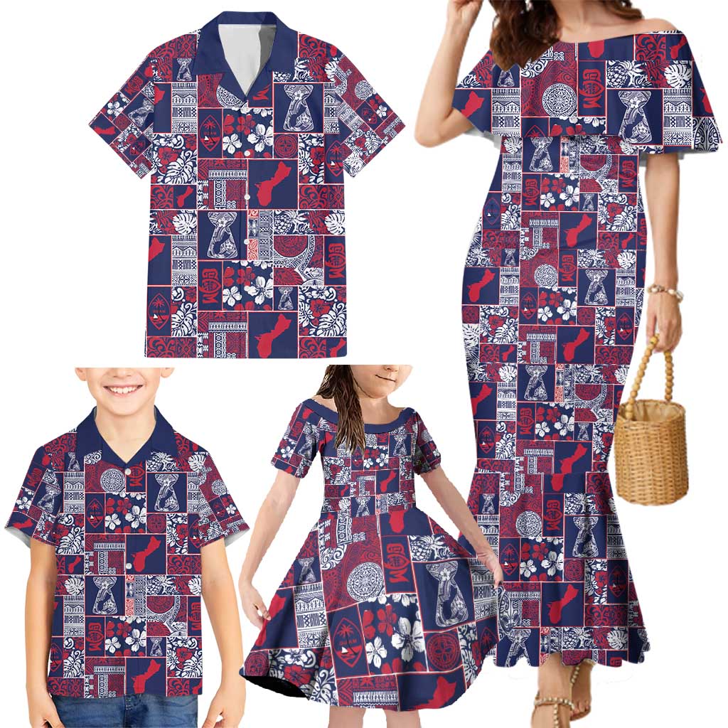 Guam Felis Pasgua Family Matching Mermaid Dress and Hawaiian Shirt Pacific Patchwork Xmas Vibes - Polynesian Pride
