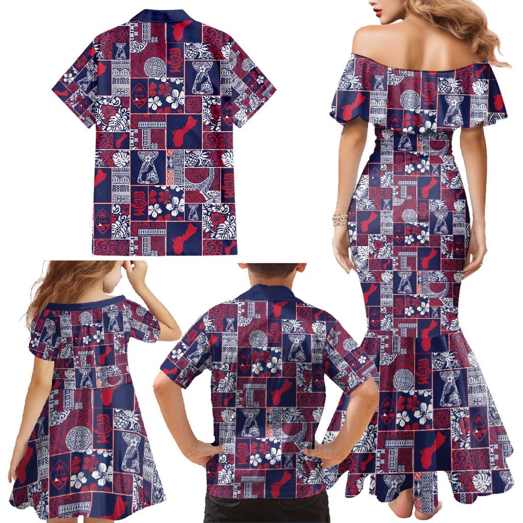 Guam Felis Pasgua Family Matching Mermaid Dress and Hawaiian Shirt Pacific Patchwork Xmas Vibes - Polynesian Pride