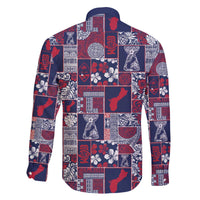 Guam Felis Pasgua Family Matching Off The Shoulder Long Sleeve Dress and Hawaiian Shirt Pacific Patchwork Xmas Vibes - Polynesian Pride