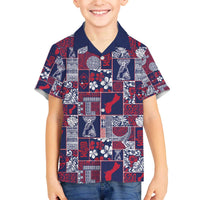 Guam Felis Pasgua Family Matching Off The Shoulder Long Sleeve Dress and Hawaiian Shirt Pacific Patchwork Xmas Vibes - Polynesian Pride