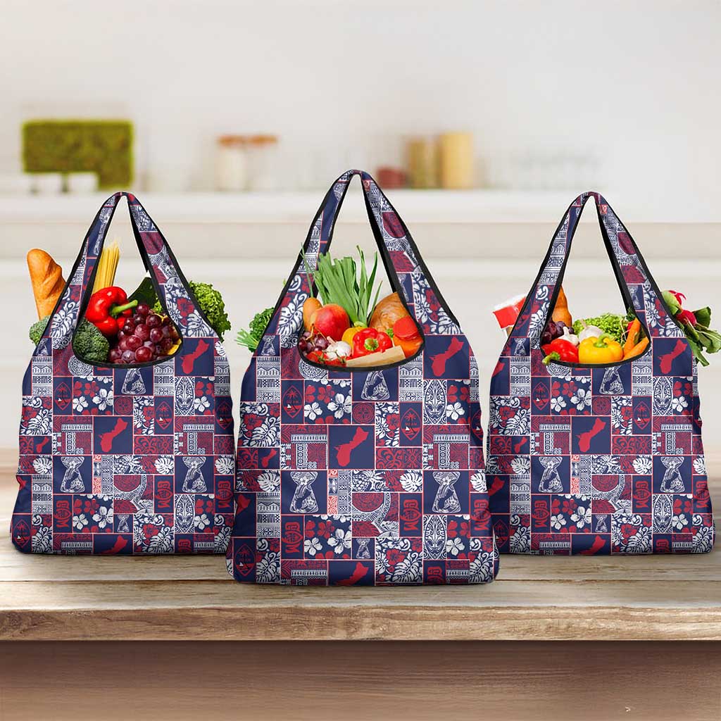 Guam Felis Pasgua Grocery Bag Pacific Patchwork Xmas Vibes - Polynesian Pride