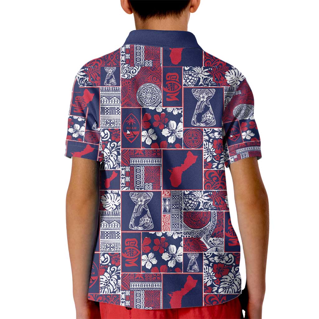 Guam Felis Pasgua Kid Polo Shirt Pacific Patchwork Xmas Vibes - Polynesian Pride