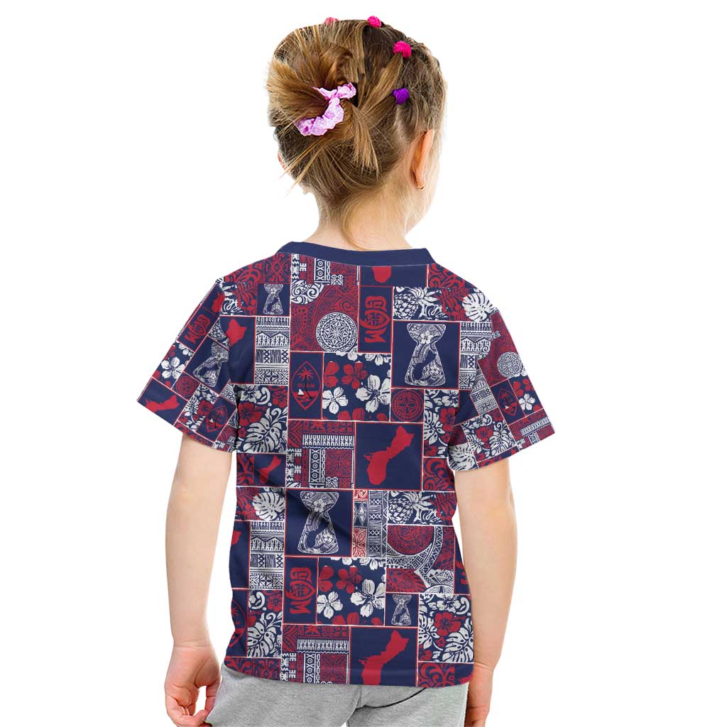 Guam Felis Pasgua Kid T Shirt Pacific Patchwork Xmas Vibes - Polynesian Pride