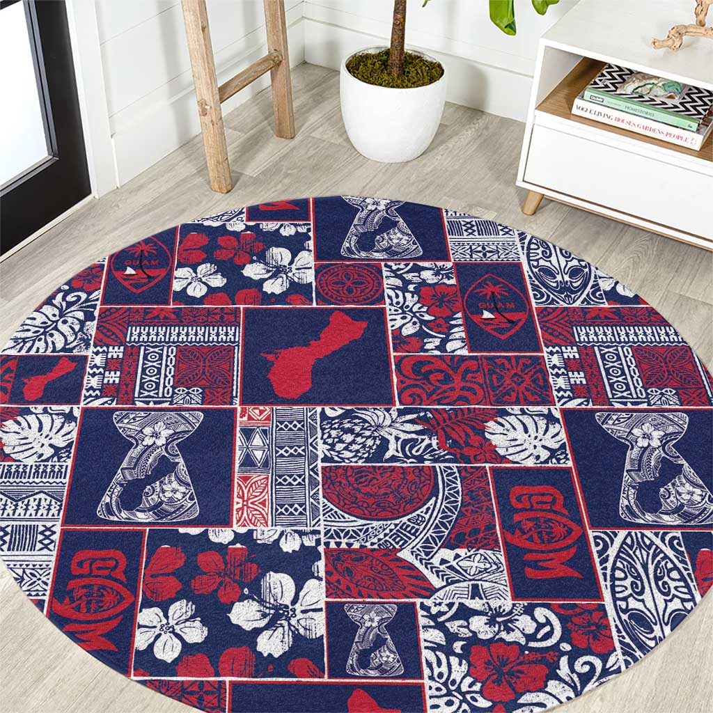 Guam Felis Pasgua Round Carpet Pacific Patchwork Xmas Vibes - Polynesian Pride