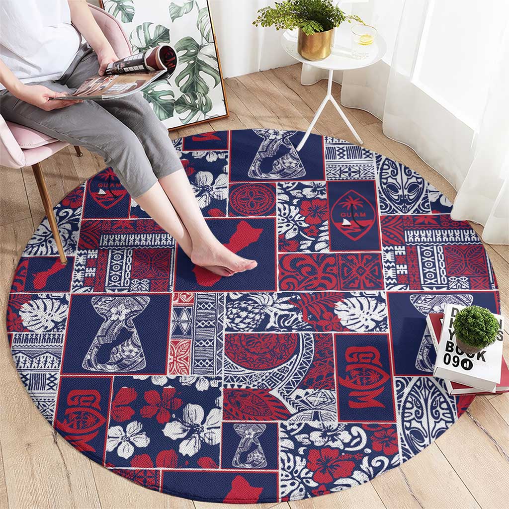 Guam Felis Pasgua Round Carpet Pacific Patchwork Xmas Vibes - Polynesian Pride